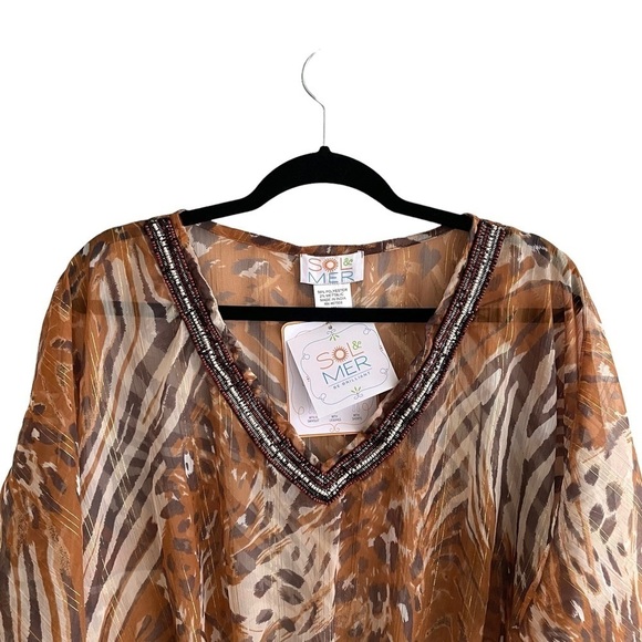 SOL & MER Swimwear Coverup Tunic Mini Dress
Animal Leopard Cheetah Print M/L - Picture 6 of 13